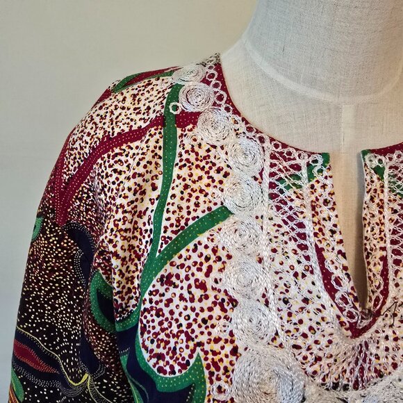 Vintage West African Print Top with Exquisite Embroidery - Picture 2 of 12